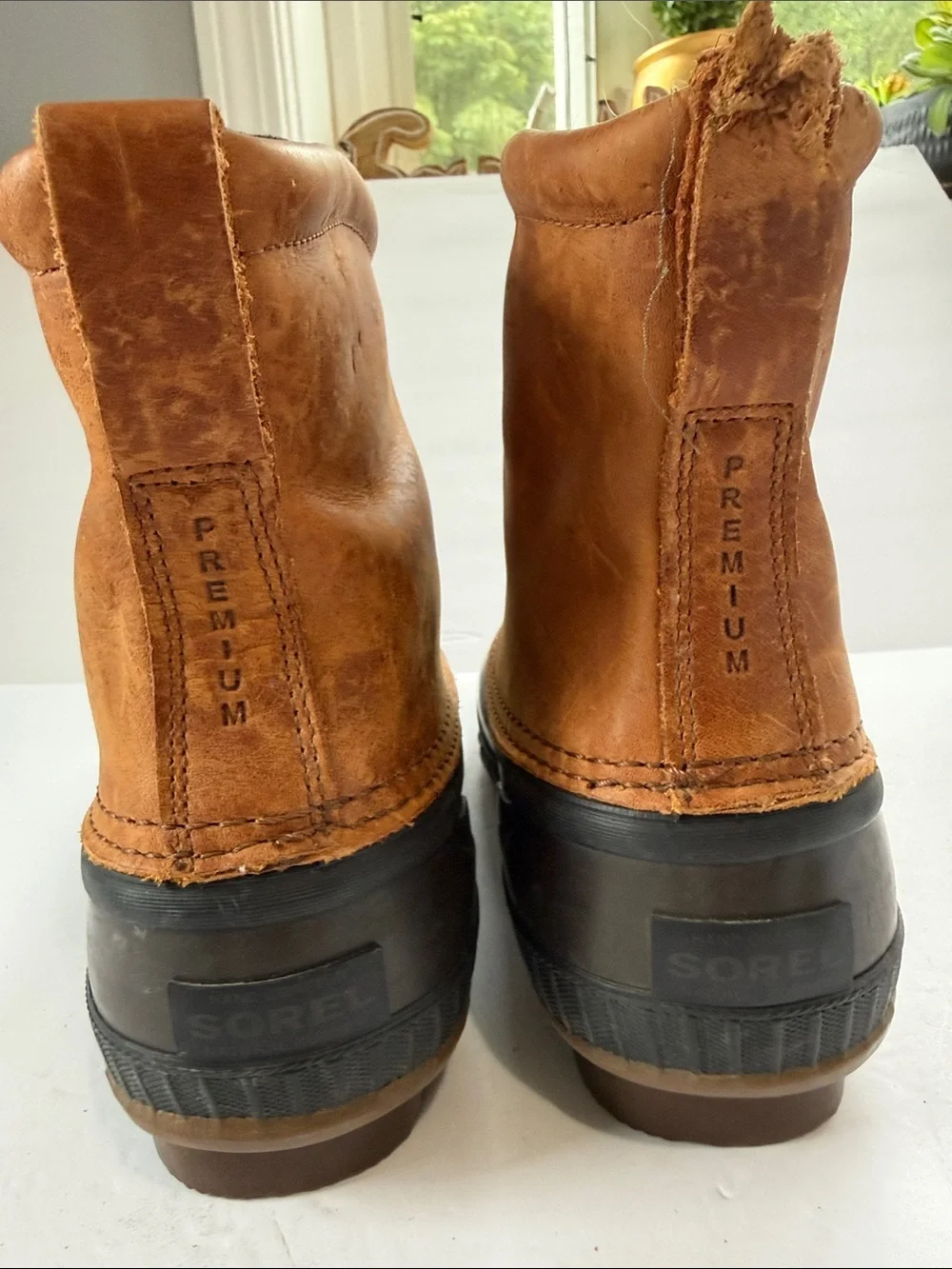 Sorel Men’s Brown Leather and Black Rubber Waterproof Boots